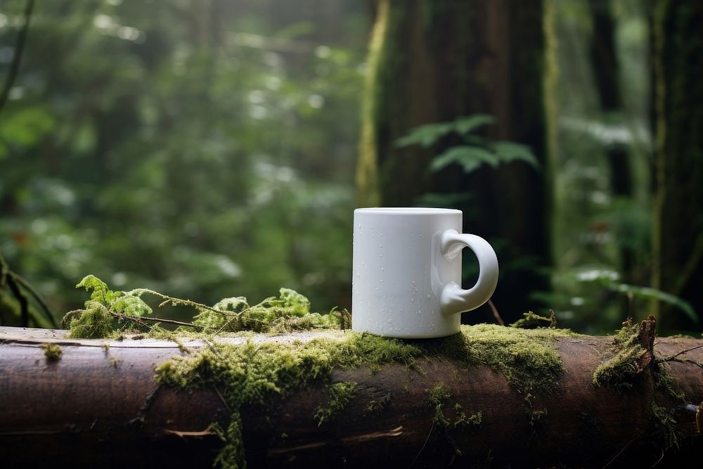 Coffee mug, morning outdoor nature. 