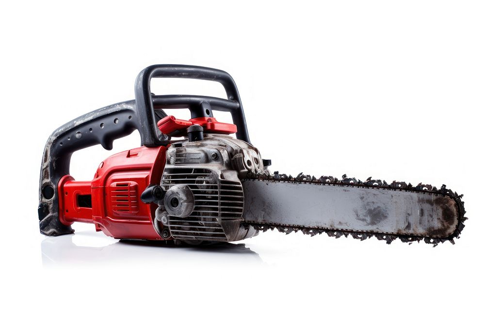 New Chainsaw Petrol chainsaw tool white background. AI generated Image by rawpixel.