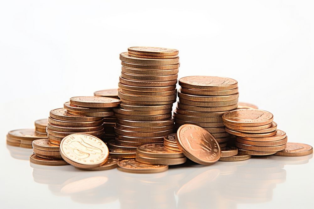 Coins money white background investment. 