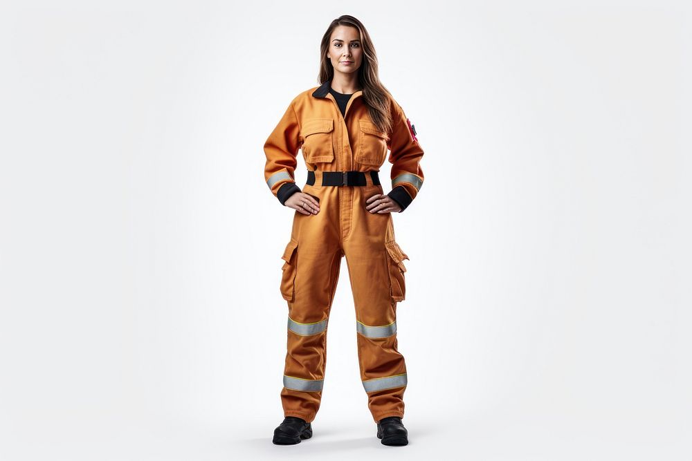 Firefighter adult woman white background. AI generated Image by rawpixel.