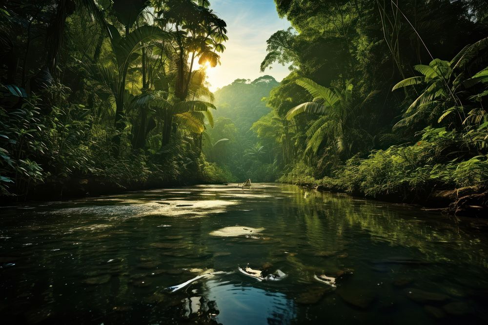 Amazon rainforest vegetation landscape outdoors. AI generated Image by rawpixel.