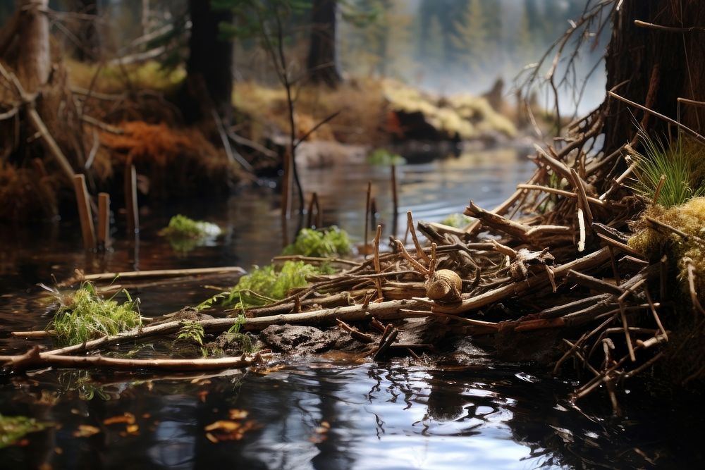 Beaver dam land wilderness outdoors. AI generated Image by rawpixel.