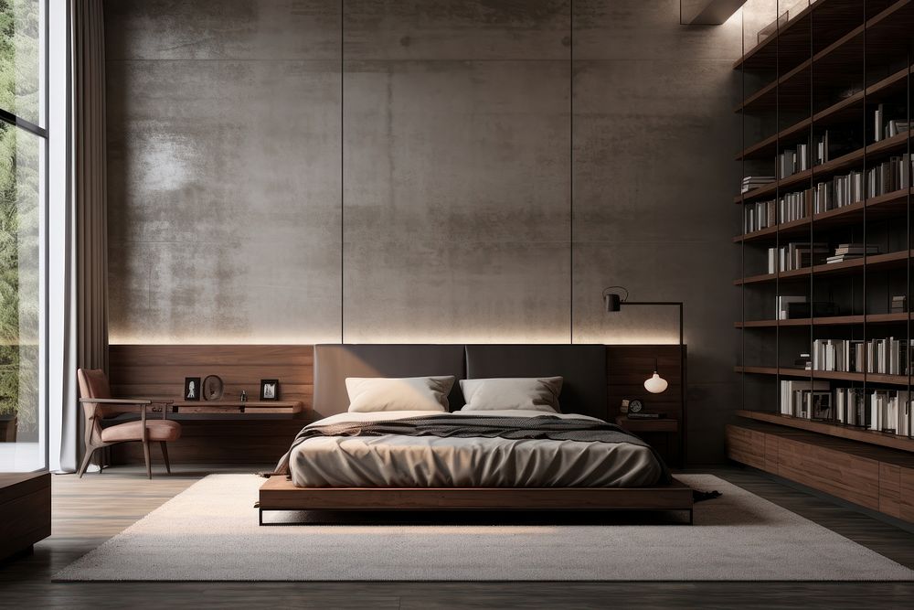Bed room furniture bedroom architecture. AI generated Image by rawpixel.