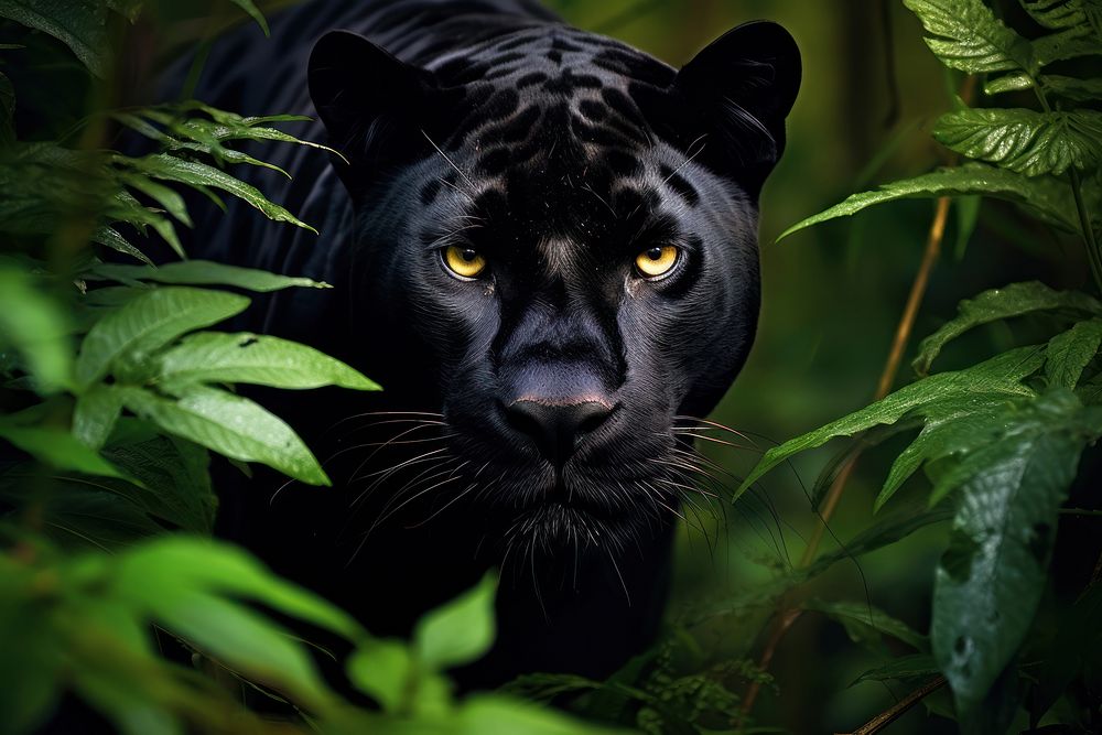 Black panther wildlife outdoors animal. AI generated Image by rawpixel.