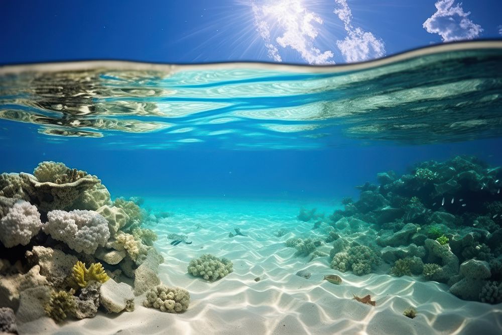Blue ocean underwater outdoors nature. 