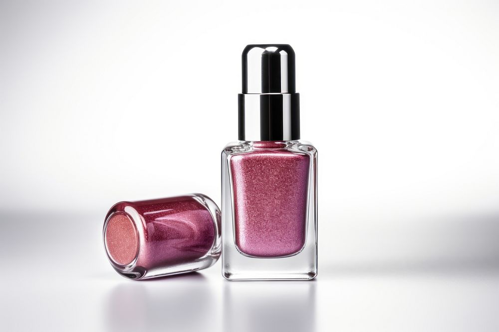 Bottle of nail polish cosmetics lipstick perfume.