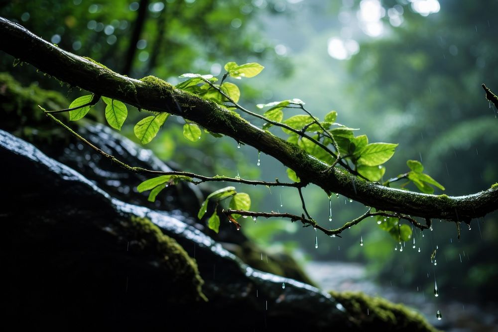 Branch forest rain rainforest. AI generated Image by rawpixel.