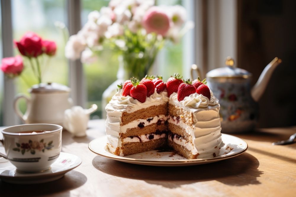 Cake dessert cream table. 