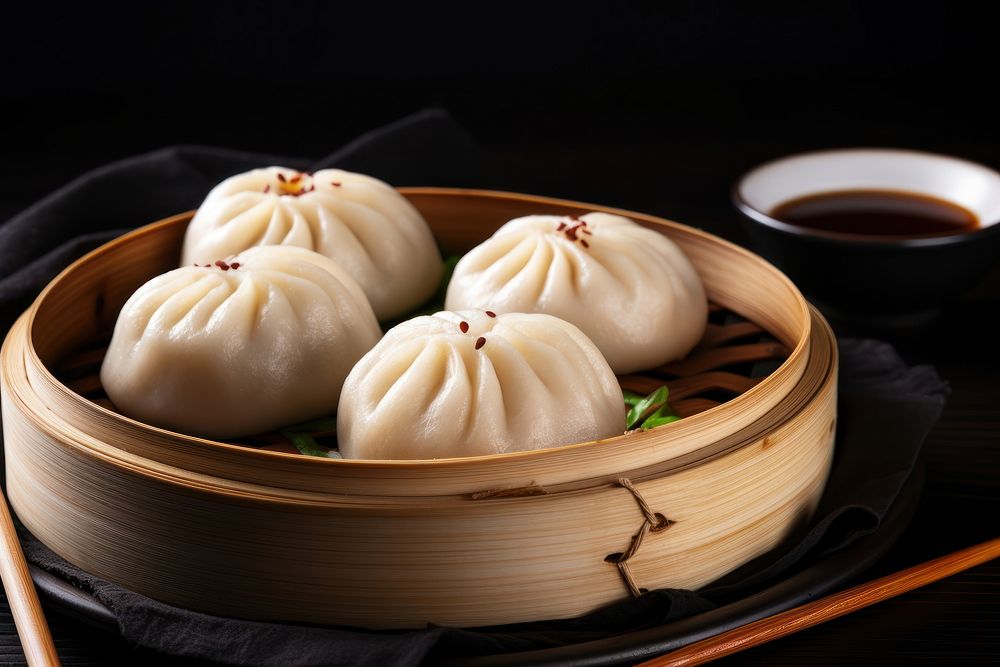 Pork Buns dumpling steamed food. AI generated Image by rawpixel.