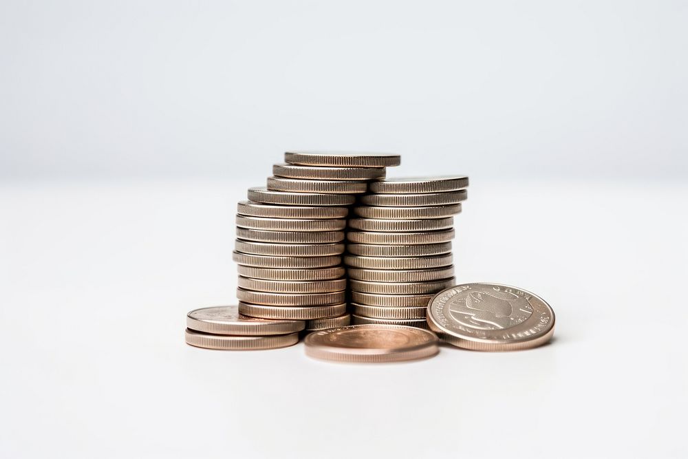 Coin money white background investment. AI generated Image by rawpixel.