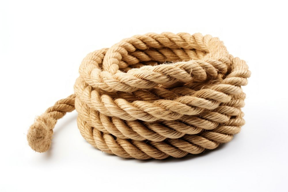 Coiled rope white background durability intricacy. AI generated Image by rawpixel.