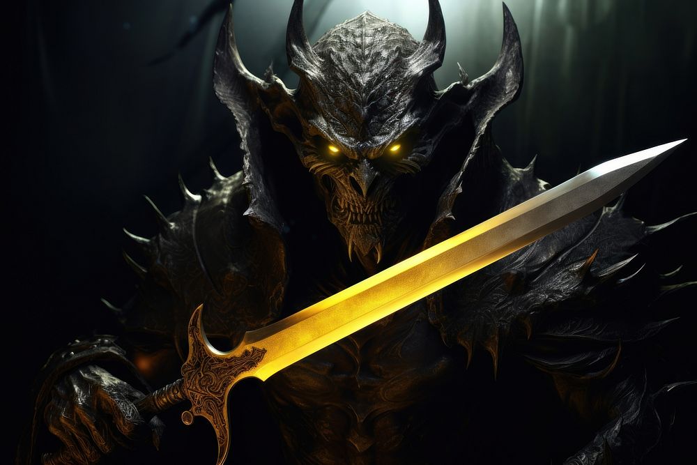 Sword weapon yellow aggression. AI generated Image by rawpixel.