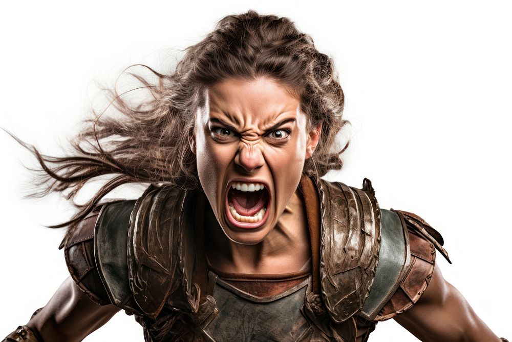 Shouting warrior female adult. AI generated Image by rawpixel.
