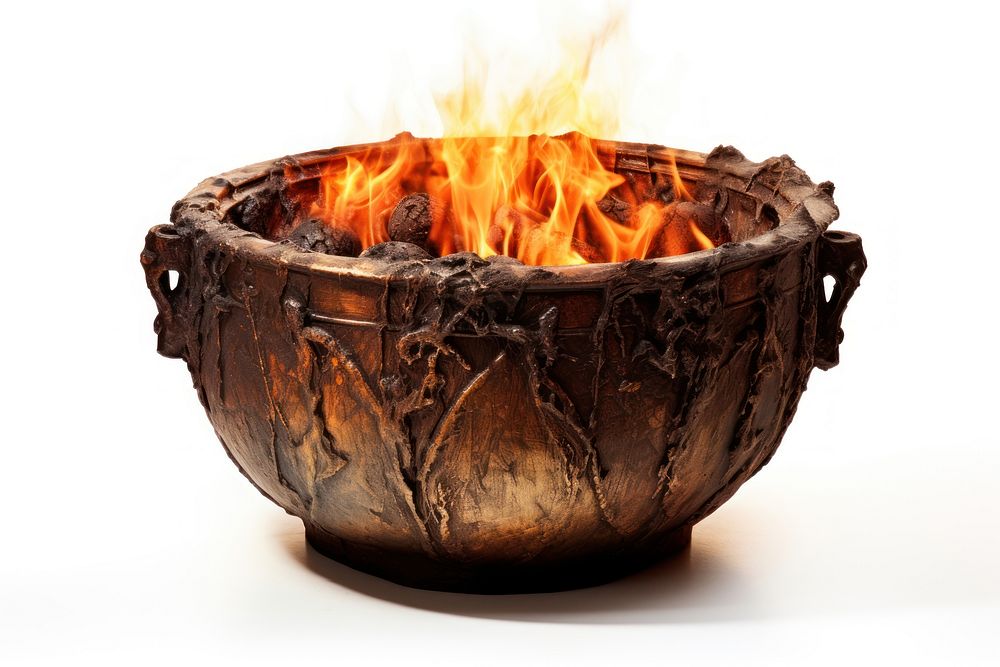 Fire cauldron fireplace white background campfire. AI generated Image by rawpixel.