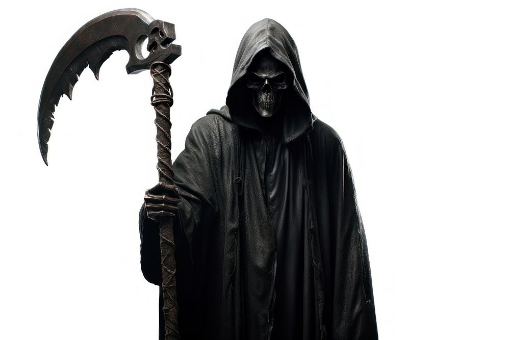 Grim reaper costume weapon white background. AI generated Image by rawpixel.