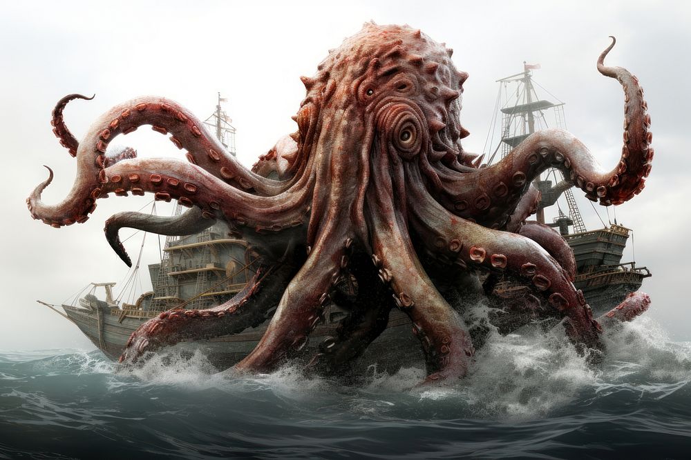 Kraken octopus animal architecture. AI generated Image by rawpixel.