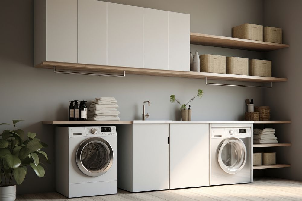 Laundry room appliance dryer architecture. AI generated Image by rawpixel.