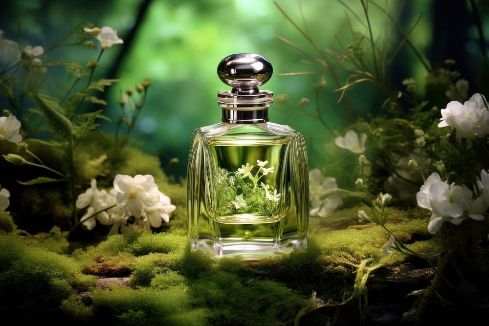 Perfume cosmetics bottle flower. 