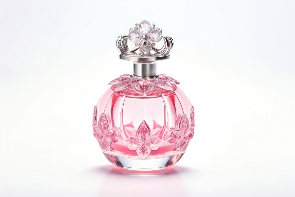 Pink perfume cosmetics bottle white background. AI generated Image by rawpixel.