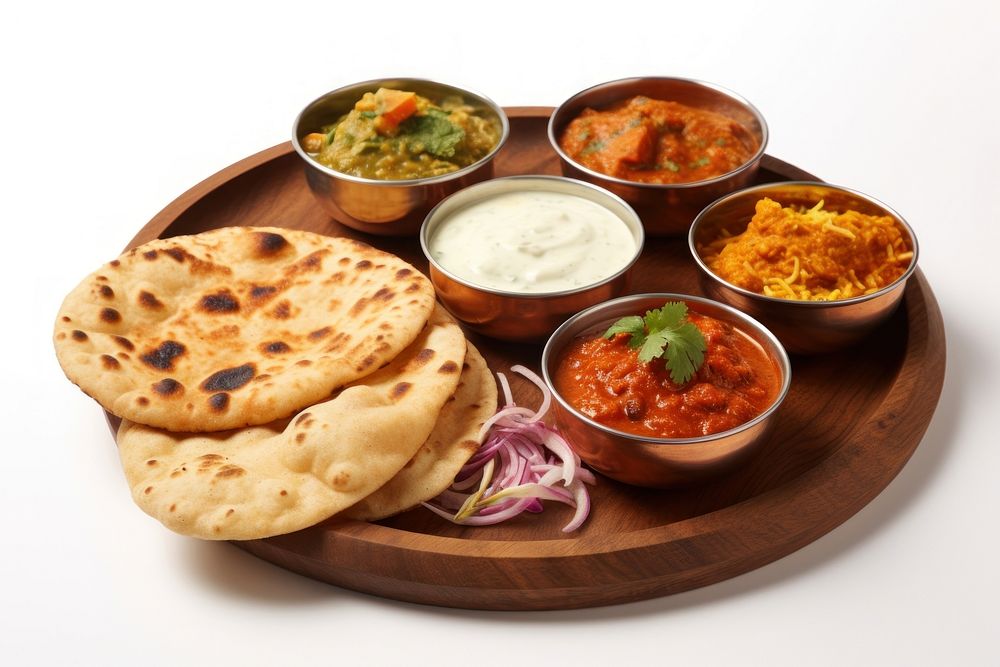 Indian food bread meal flatbread. AI generated Image by rawpixel.