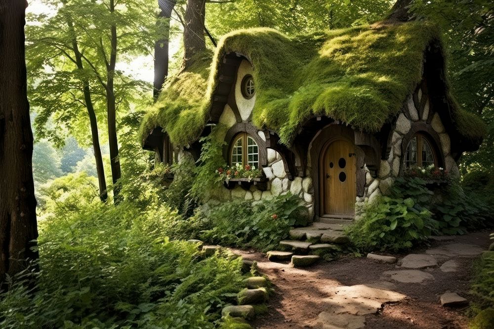 Dwarf house forest architecture outdoors. AI generated Image by rawpixel.