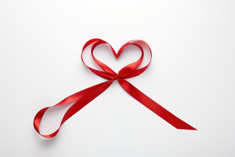 Red heart ribbons red white background celebration. AI generated Image by rawpixel.