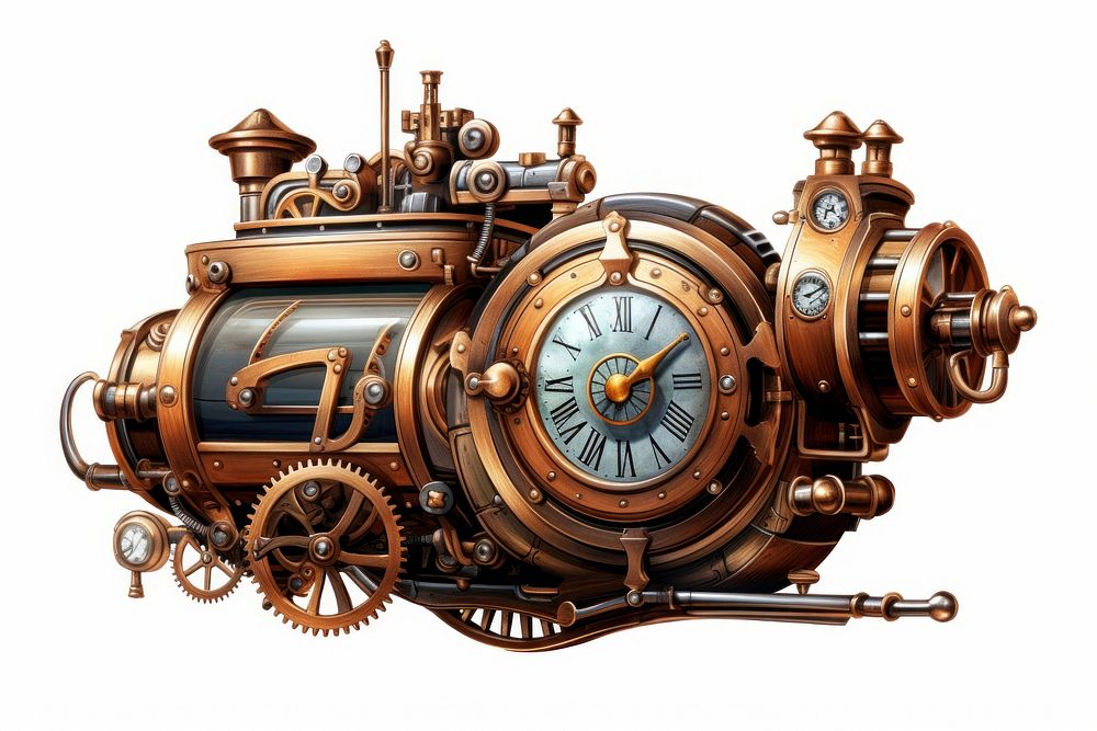 Steampunk vehicle engine wheel. AI generated Image by rawpixel.