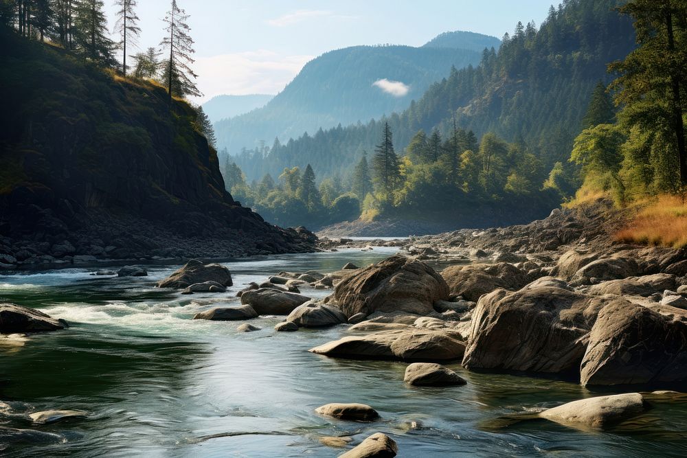 Salmon river land wilderness landscape. AI generated Image by rawpixel.