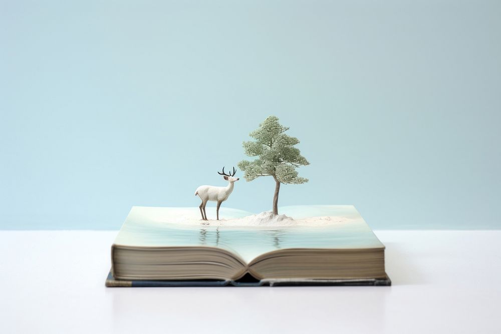 White rendeer book publication plant. AI generated Image by rawpixel.