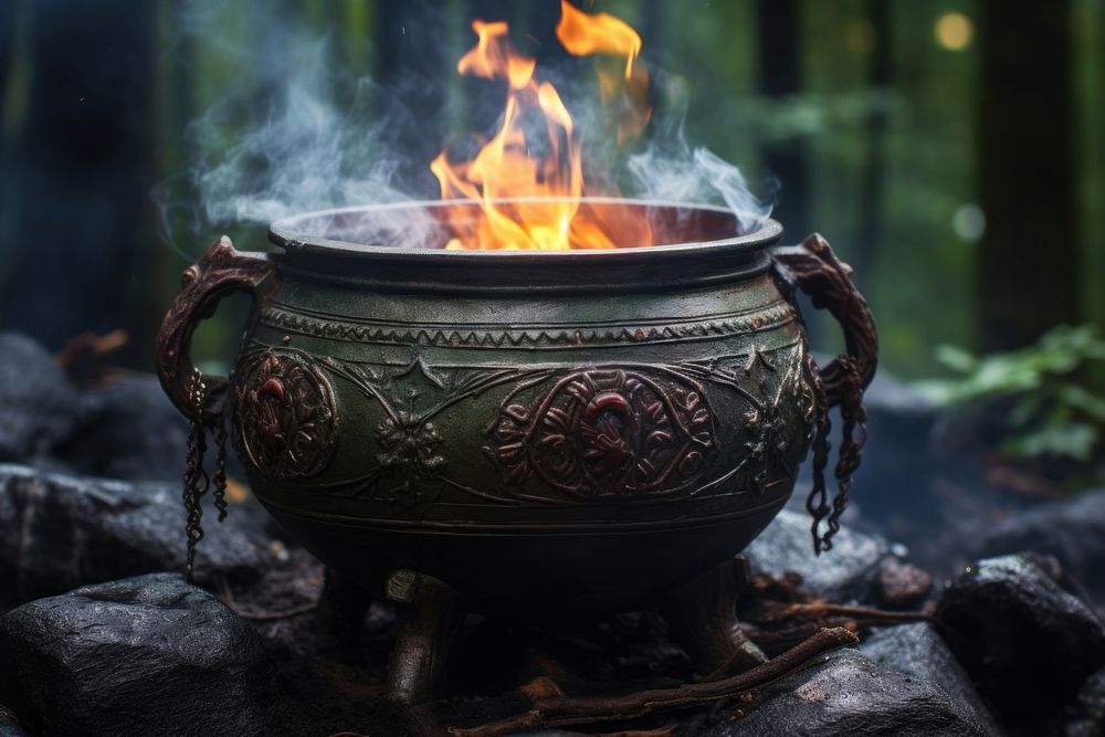 Witcher cauldron fire fireplace campfire. AI generated Image by rawpixel.