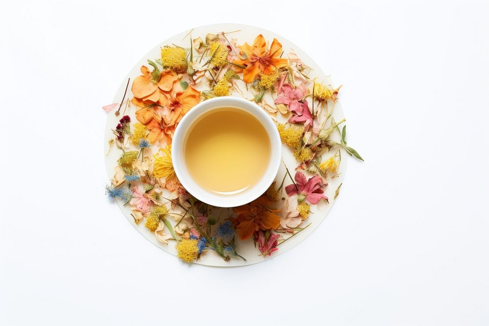 Herbal tea saucer herbal drink. AI generated Image by rawpixel.