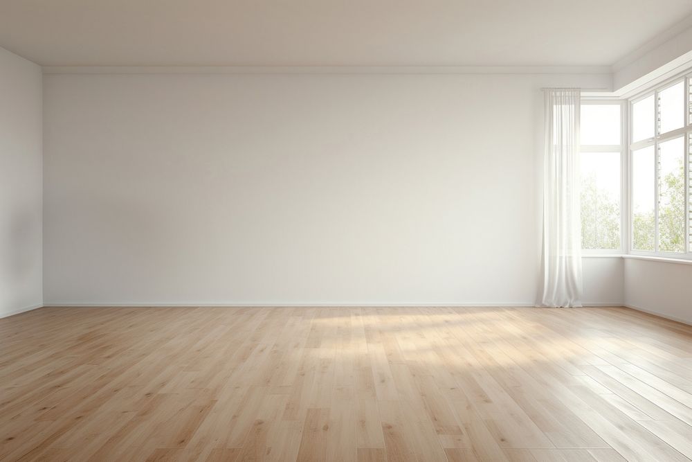 Empty living room flooring wood architecture. AI generated Image by rawpixel.