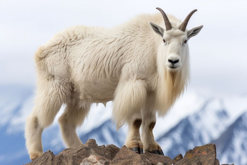 Mountain goat livestock wildlife mountain. AI generated Image by rawpixel.