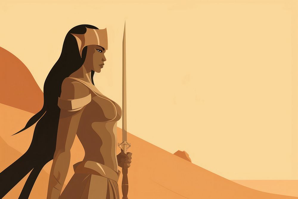 Woman warrior female adult cartoon. AI generated Image by rawpixel.