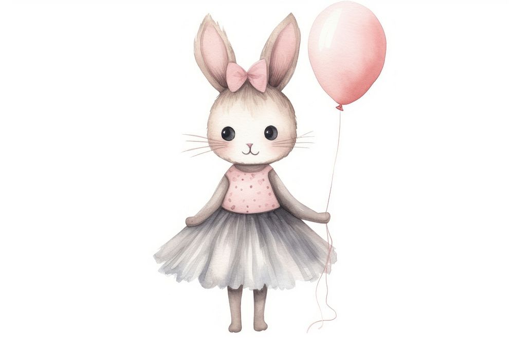 Ballerina rabbit balloon cartoon cute. AI generated Image by rawpixel.