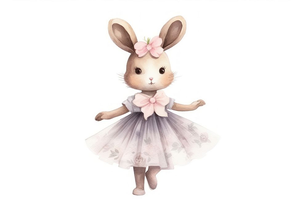 Ballerina rabbit cartoon cute doll. AI generated Image by rawpixel.