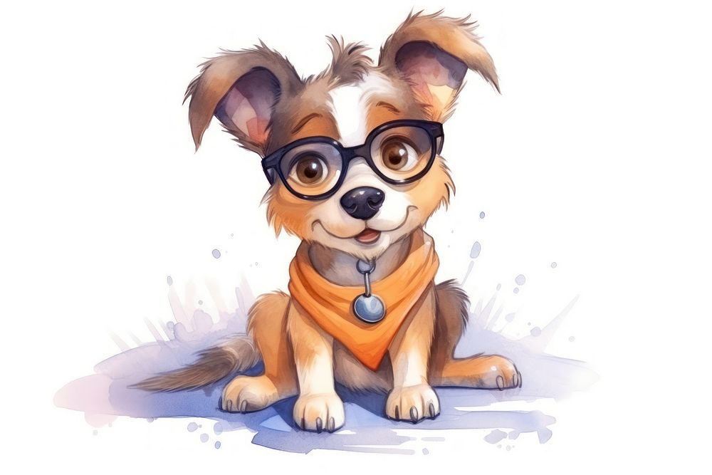 Glasses dog cartoon mammal. AI generated Image by rawpixel.