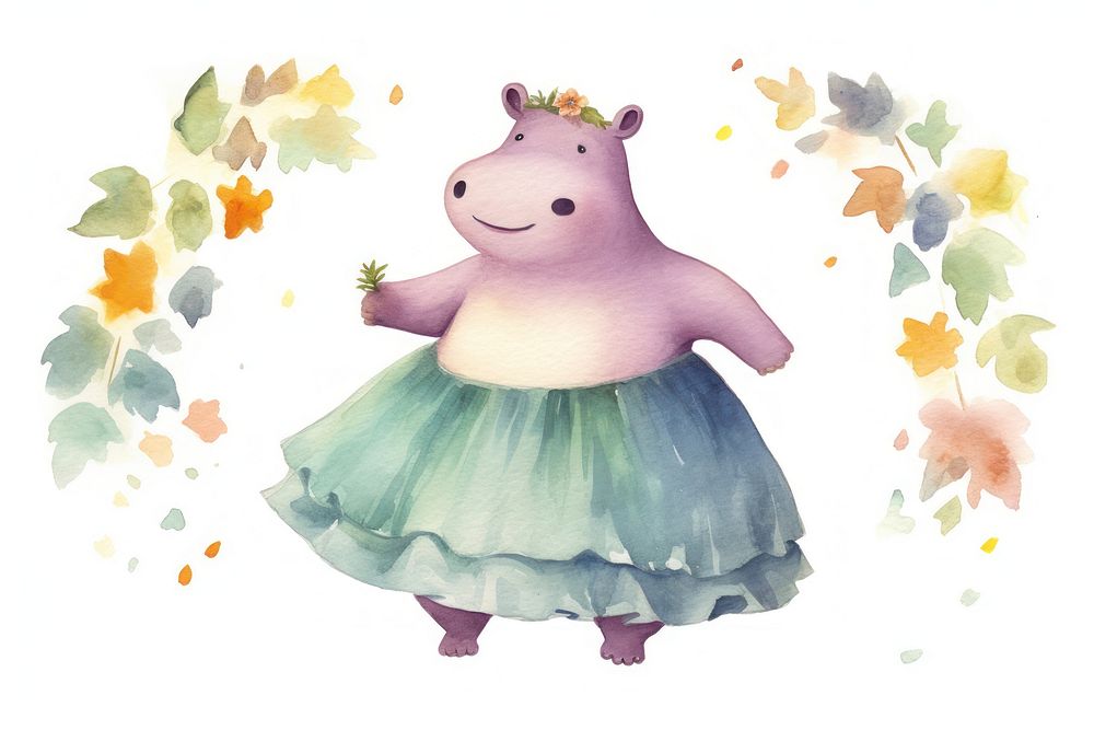 Dancing hippo cartoon cute toy. AI generated Image by rawpixel.