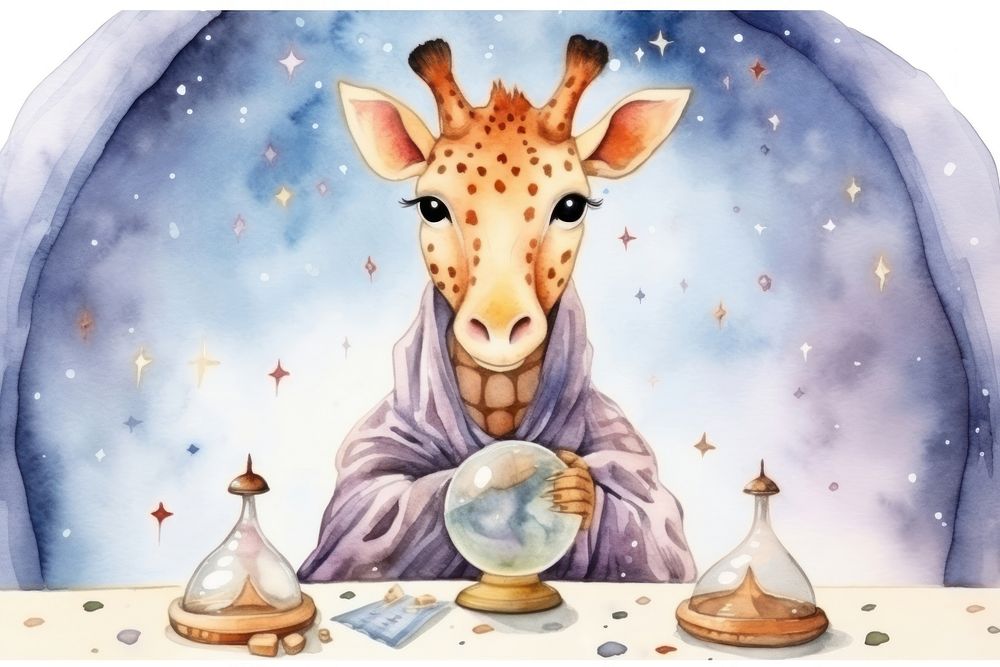 Fortune teller giraffe cartoon animal mammal. 