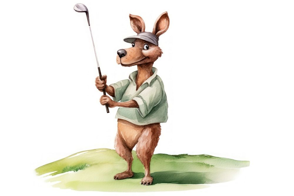 Kangaroo playing golf cartoon mammal animal. AI generated Image by rawpixel.