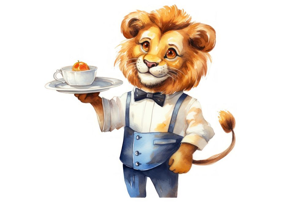 Lion cartoon mammal food. AI generated Image by rawpixel.