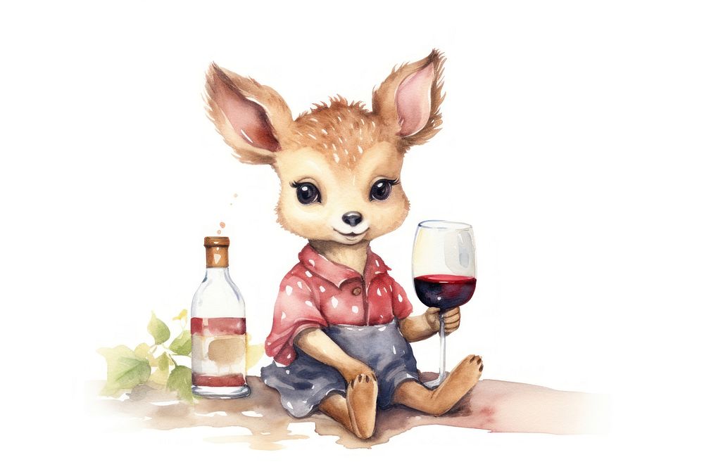 Cute deer drinking wine representation chihuahua portrait. AI generated Image by rawpixel.