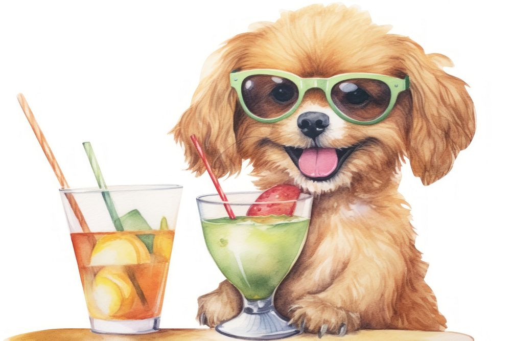 Cocktail dog sunglasses mammal. AI generated Image by rawpixel.