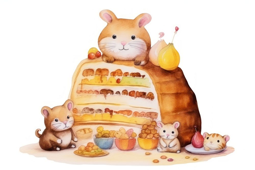 Cake dessert hamster mammal. AI generated Image by rawpixel.