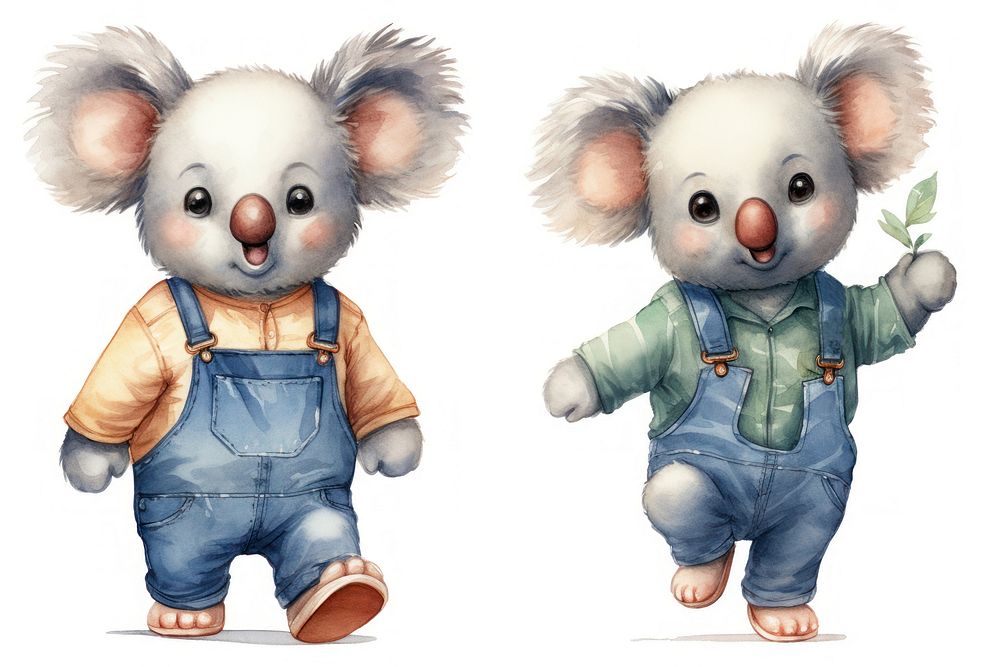 Koalas wearing jeans overalls cartoon Premium Photo Illustration rawpixel