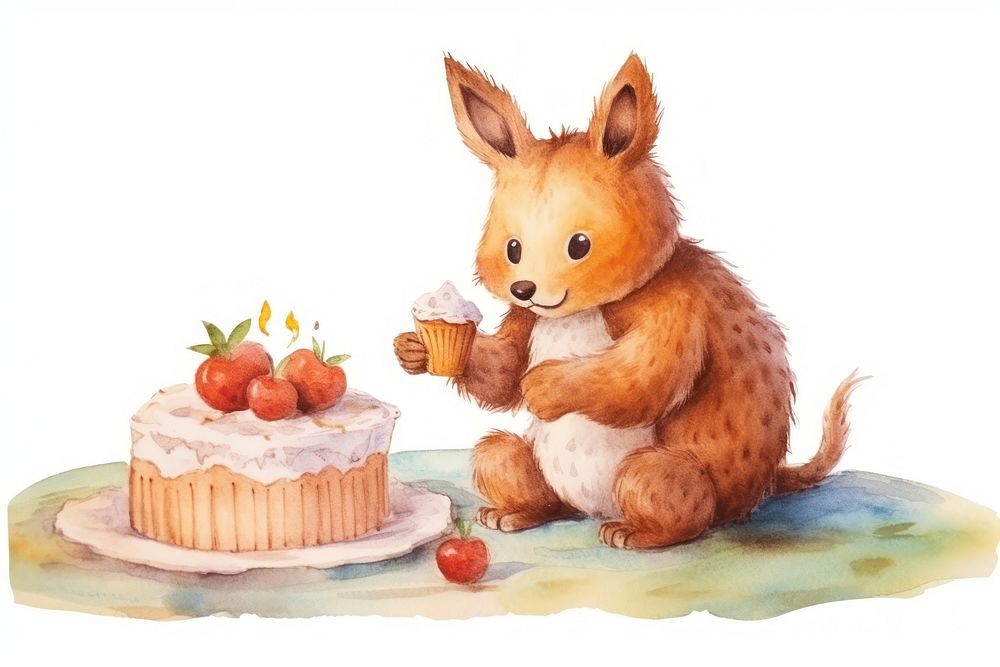 Squirrel eating roll cake dessert mammal food. AI generated Image by rawpixel.