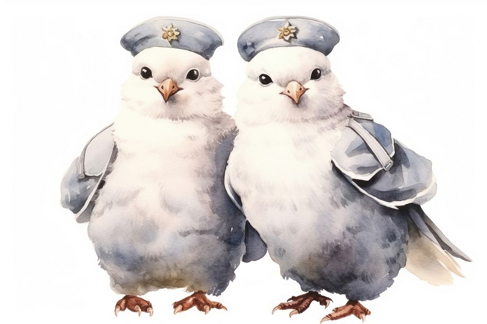 White pigeons wearing messenger uniform cartoon animal bird. AI generated Image by rawpixel.
