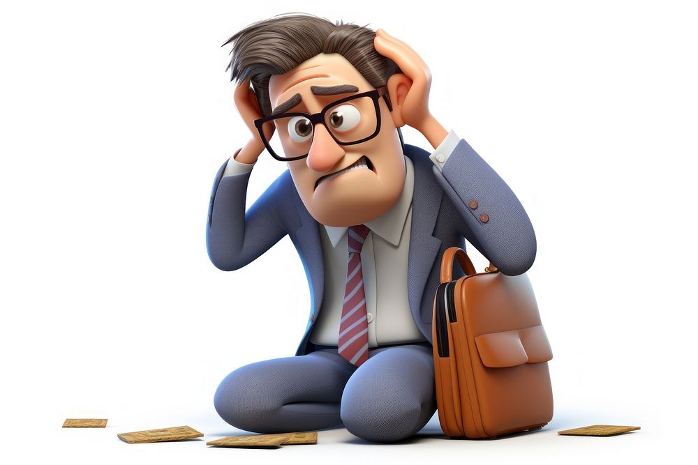 Stressed bankrupt man cartoon adult hopelessness. AI generated Image by rawpixel.