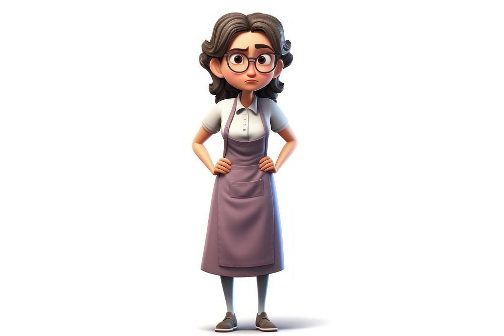 Stressed woman cartoon portrait standing. AI generated Image by rawpixel.