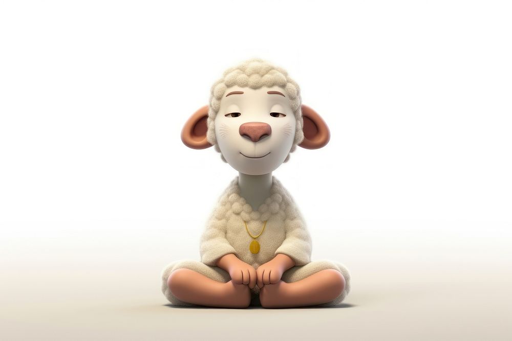 Meditating sheep figurine cartoon toy. AI generated Image by rawpixel.